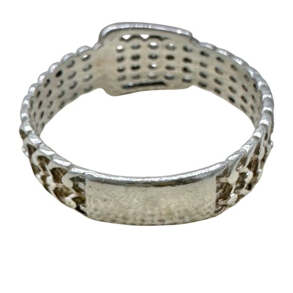 Vintage Sterling Silver 925 Buckle Design Ring Size 10 Unique Chain Style NV40 - Picture 8 of 10